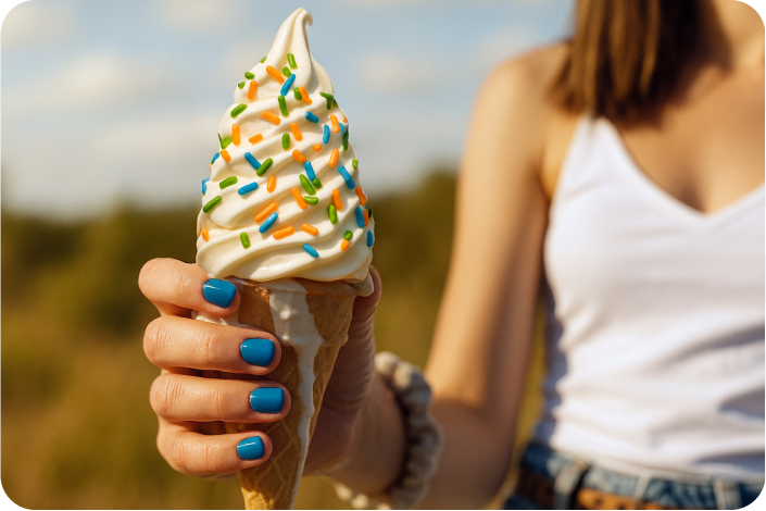 Woman holding ice cream