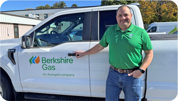 berkshire gas employee in front of truck